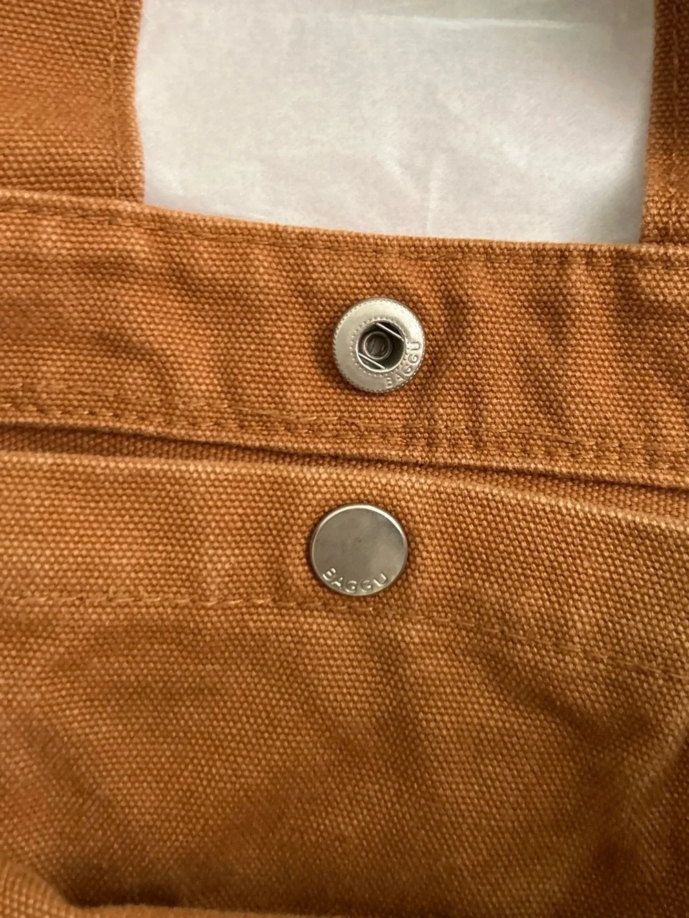 BAGGU Neutral Rust Brown Canvas Tote with Adjustable Strap - Picture 2 of 7